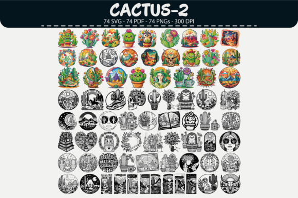 Cactus Vector Clipart: 74 Hand-Drawn Desert Designs for Crafters