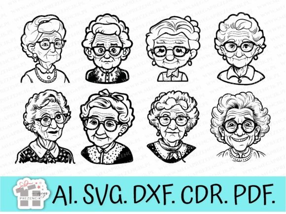 Celebrate Grandma with Sweet Cartoon Grandma Vectors Svg