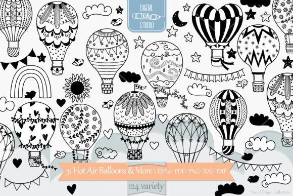 Celestial Craft: Hot Air Balloons, Sun, Moon, Cloud & Star Doodles