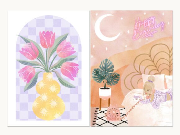 Charming Tulips & Dreamy Boho Birthday Cards for Easy At-Home Printing