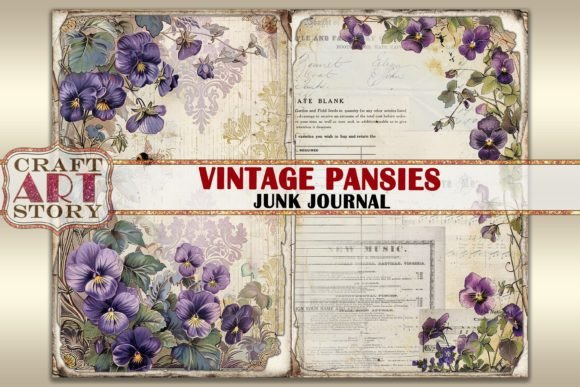 Charming Vintage Pansies Digital Paper for Creative Projects