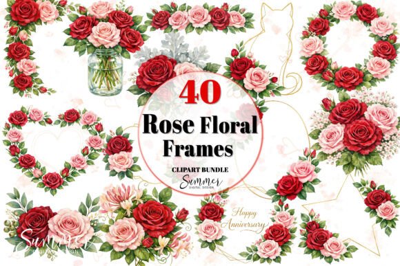 Elegant Rose Frames Clipart: A Bundle for Timeless Designs