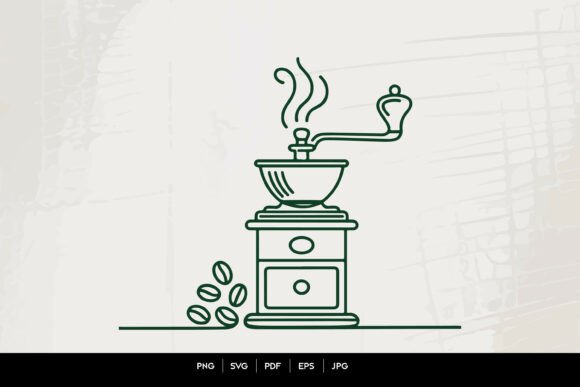 Embrace Timeless Aesthetics with Vintage Coffee Grinder Line Art