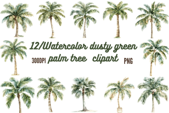 Embrace Tropical Serenity with Dusty Green Palm Clipart