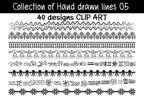 Freehand Line, Doodle Borders Clipart for Creative Projects