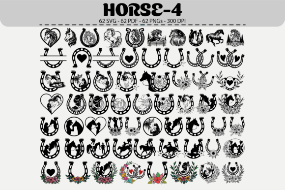 Horseshoe Horse Bundle – 62 Designs for Western Charm