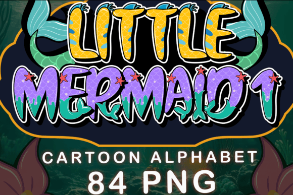 Little Mermaid V1 Alphabet: 84 PNG Files for Playful Design