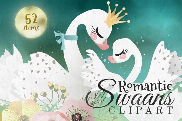 Romantic Swans: Crafting Elegant Compositions with Versatile Design Assets