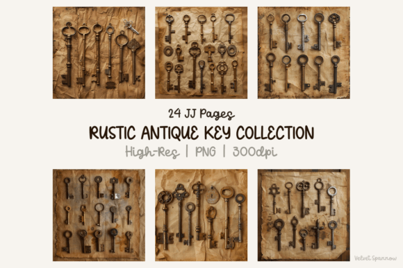 Rustic Antique Key Collection 24 Png: Unlocking Vintage Charm for Your Crafts