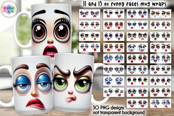 Sarcastic Style: The 3D Funny Face Mug Wrap Bundle