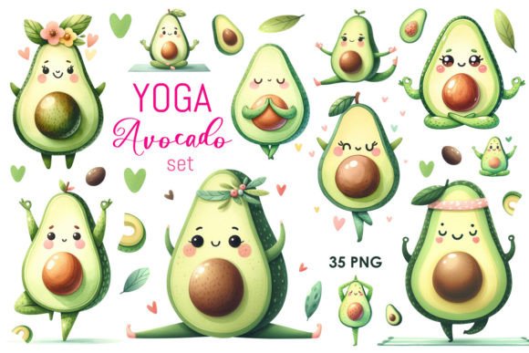 Unleash Your Creativity with Watercolor Yoga Avocado PNGs