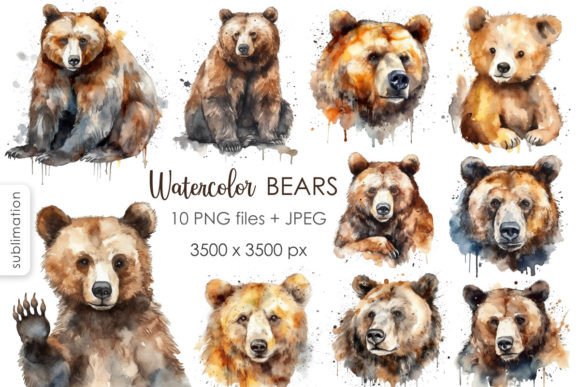 Watercolor Bears PNG Clipart: A Creative Toolkit for Every Project