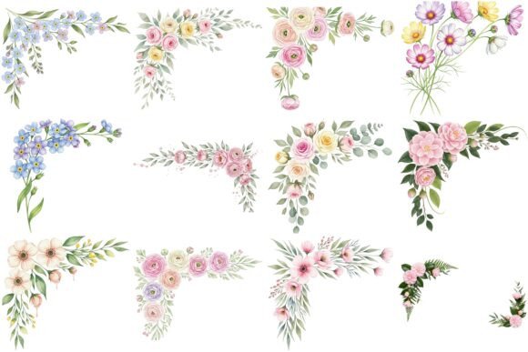 Watercolor Floral Corner Borders: A Designer's Toolkit for Soft, Botanical Elegance